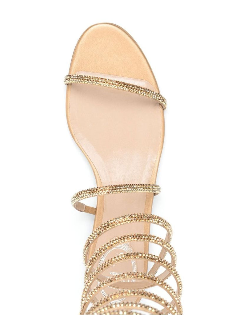 Gold Rene Crystal-embellished Flat Sandals