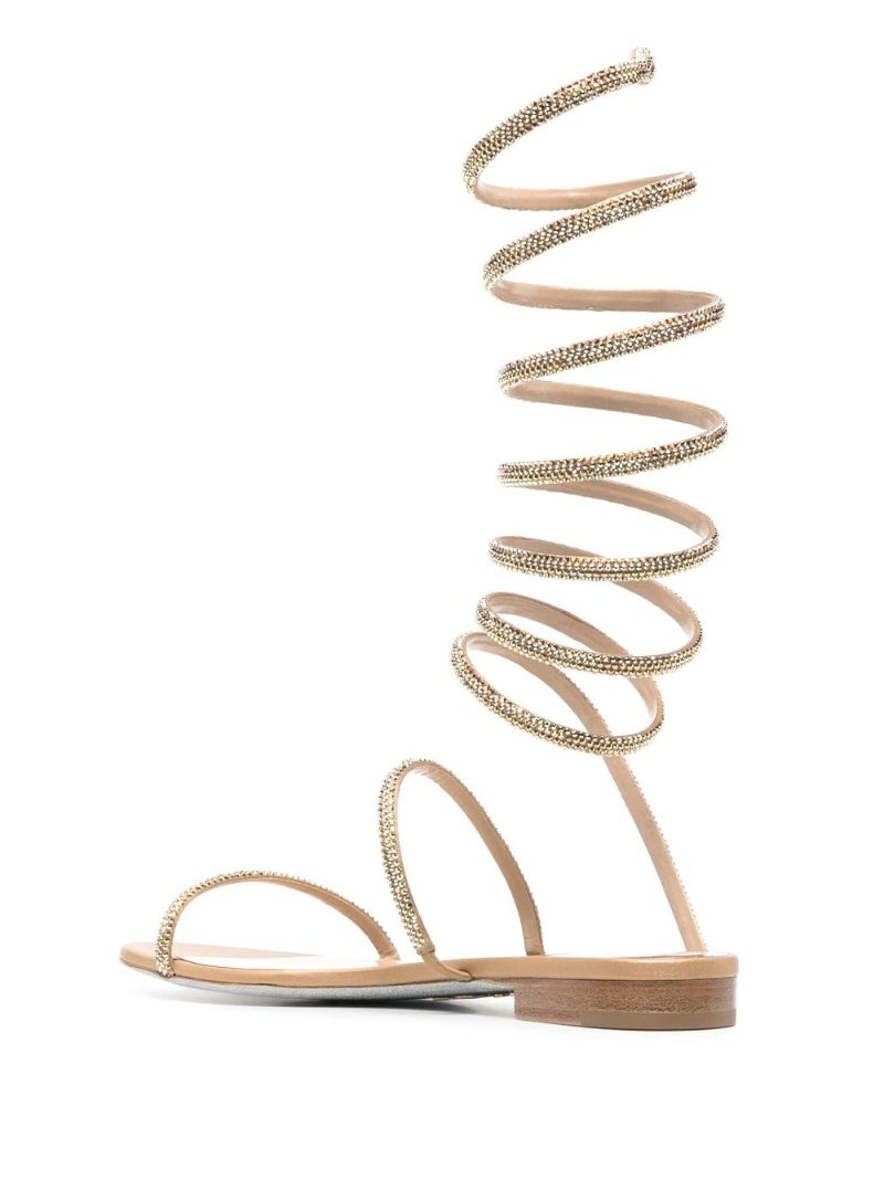 Gold Rene Crystal-embellished Flat Sandals