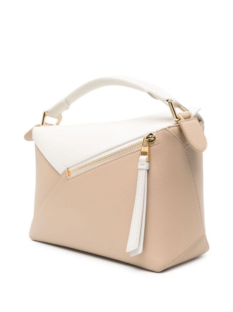 Neutral Puzzle Small Leather Top Handle Bag