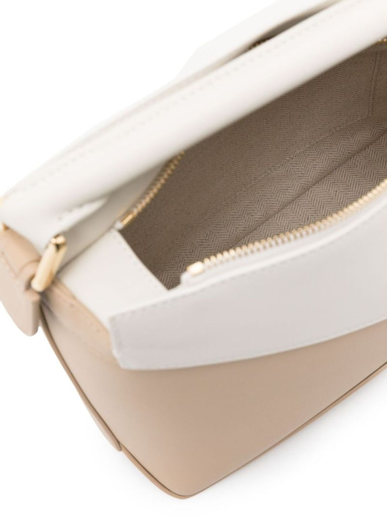 Neutral Puzzle Small Leather Top Handle Bag