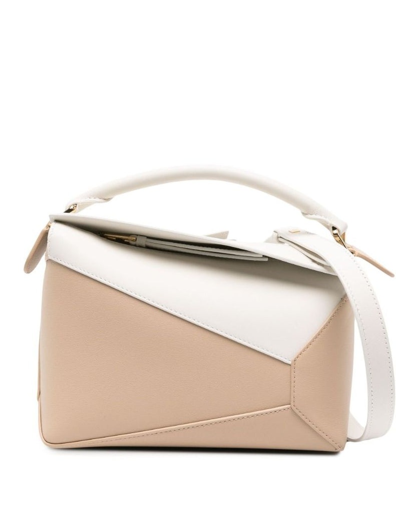 Neutral Puzzle Small Leather Top Handle Bag
