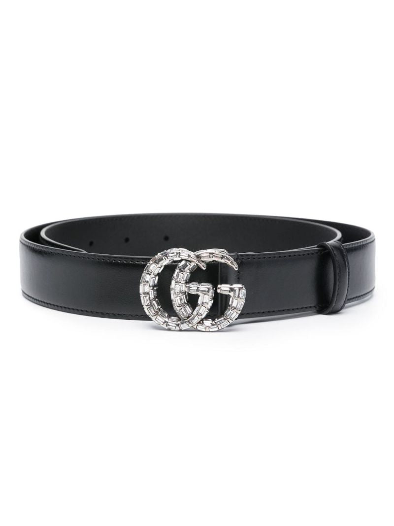 Black Double G Leather Belt