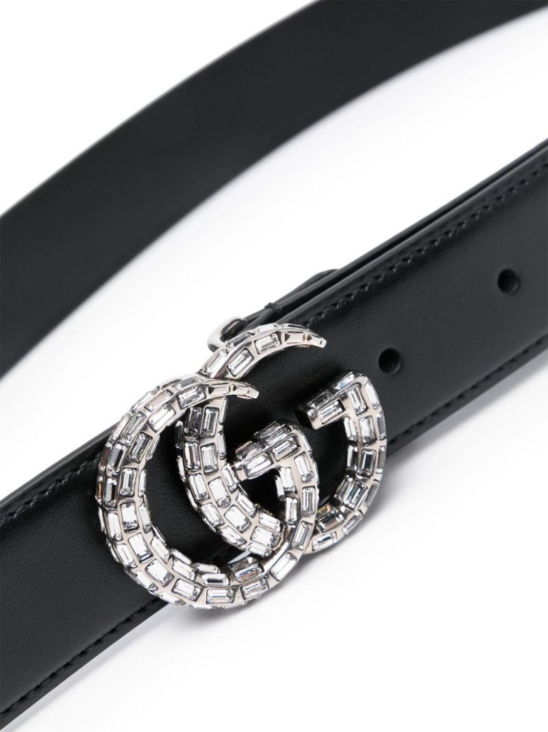 Black Double G Leather Belt
