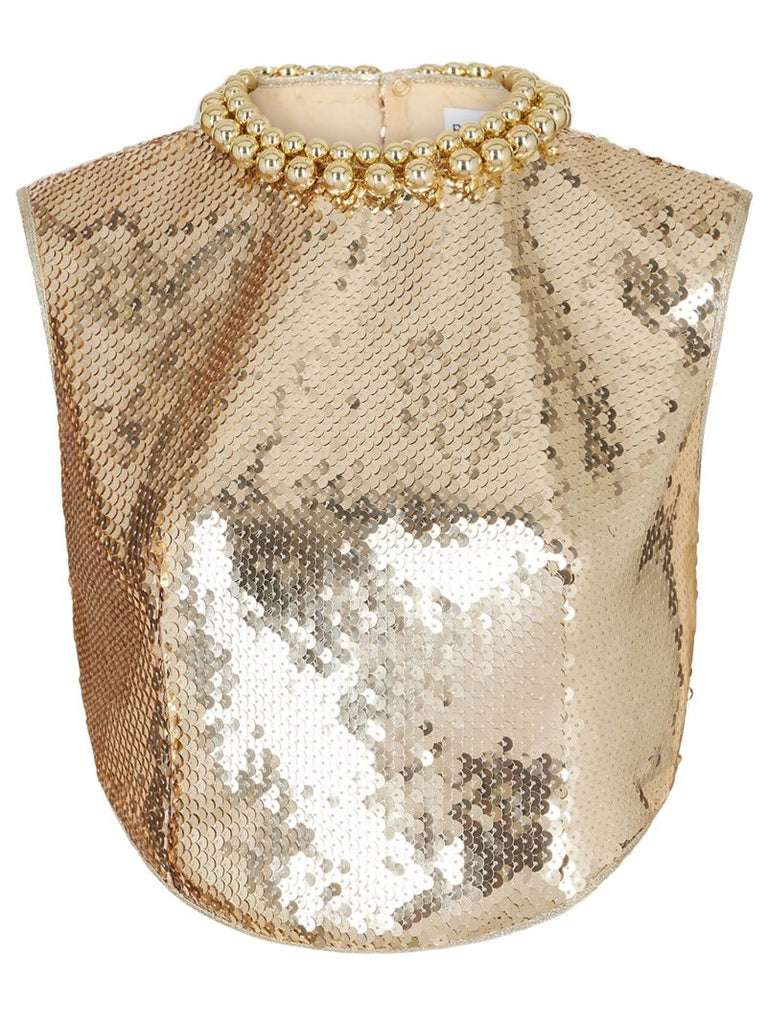Gold Sequin Embellished Crop Top