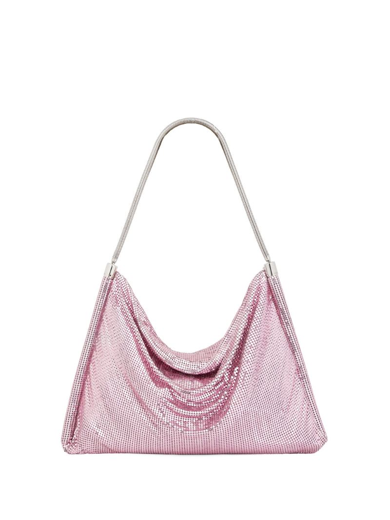 Pink Chainmail Metallic Shoulder Bag