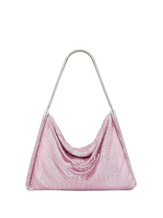 Pink Chainmail Metallic Shoulder Bag