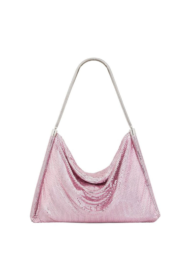 Pink Chainmail Metallic Shoulder Bag
