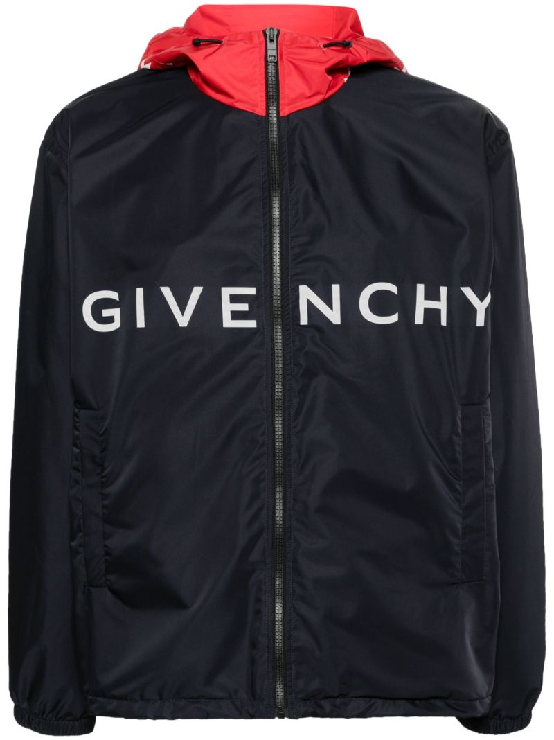 Blue Logo-print Hooded Jacket