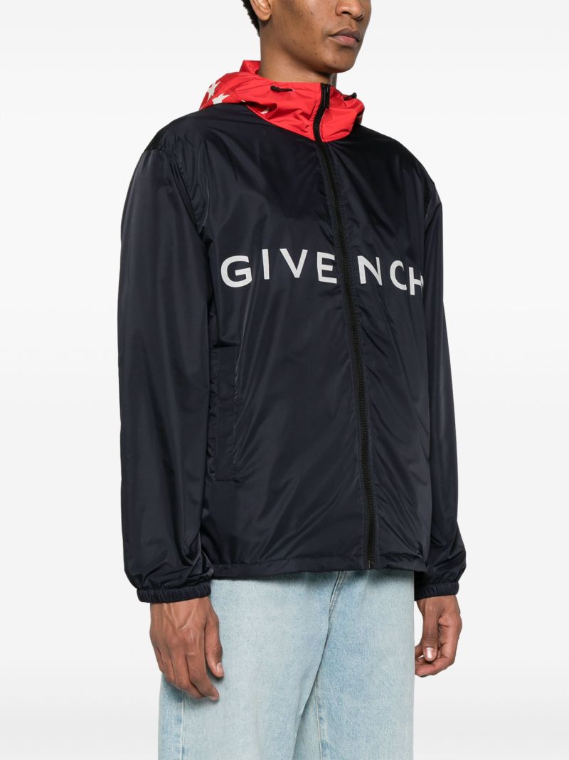 Blue Logo-print Hooded Jacket