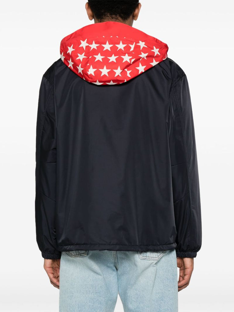 Blue Logo-print Hooded Jacket
