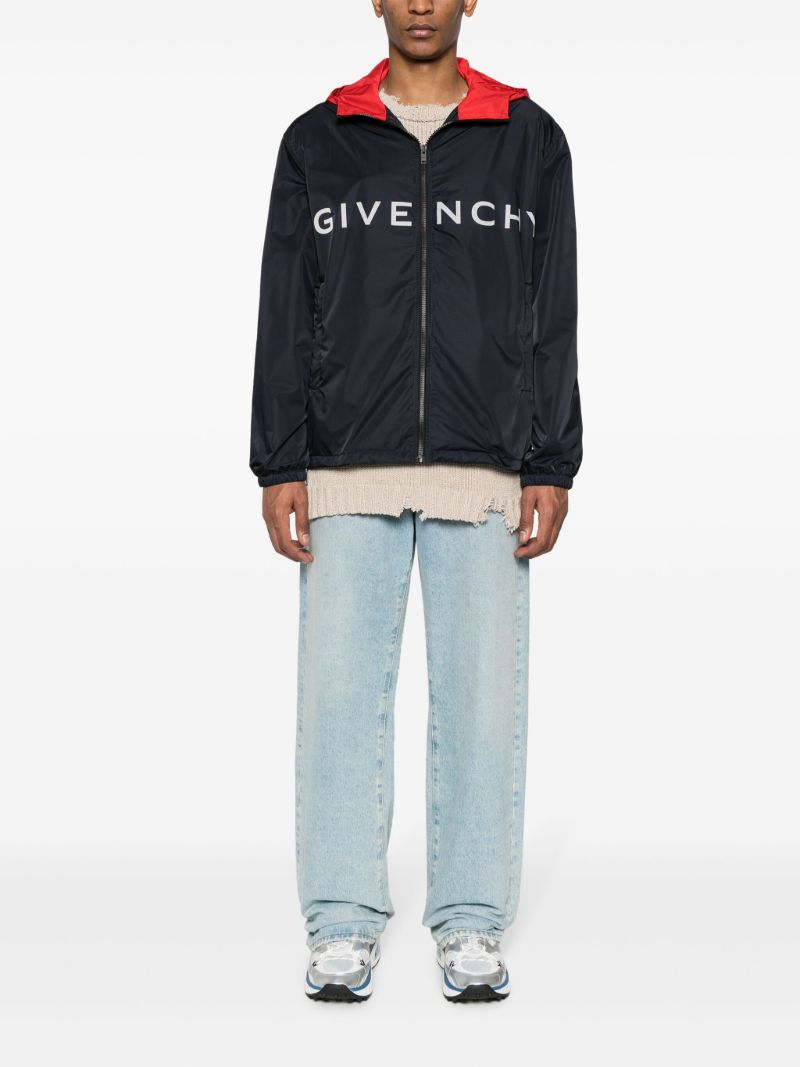 Blue Logo-print Hooded Jacket