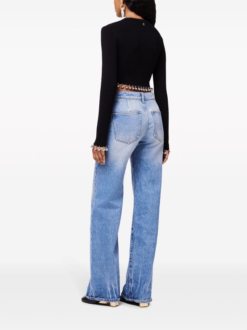 Black Ball-trim Cropped Sweater