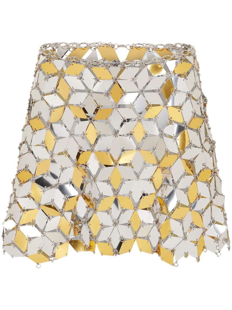 Silver Sparkles Rhombic Paillettes Mini Skirt