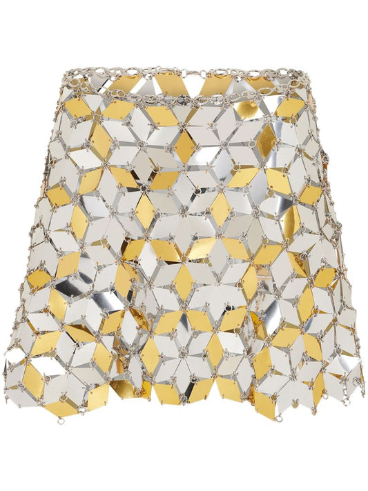 Silver Sparkles Rhombic Paillettes Mini Skirt