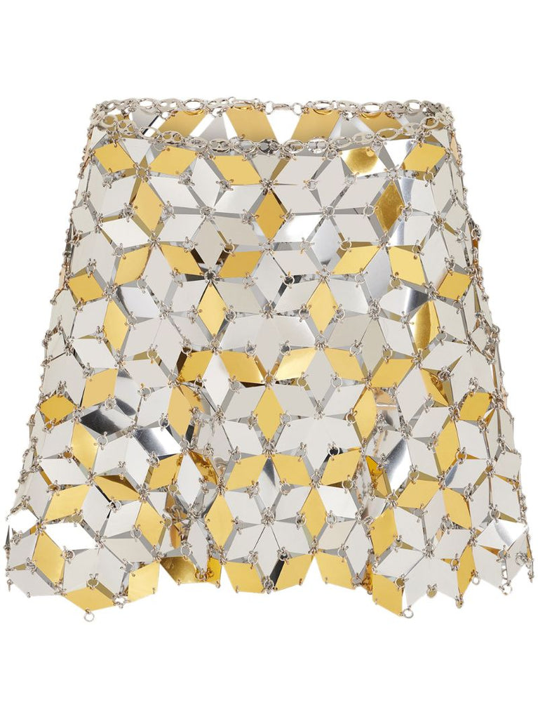 Silver Sparkles Rhombic Paillettes Mini Skirt
