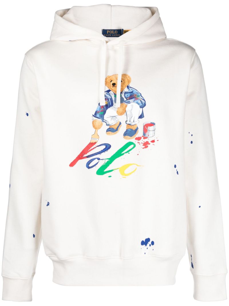 White Polo Bear Cotton Hoodie