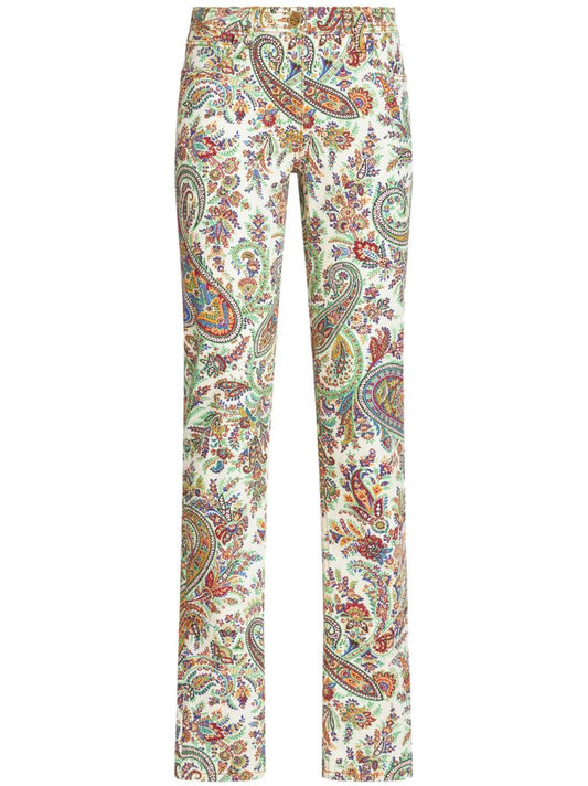 White Paisley-print Skinny Jeans