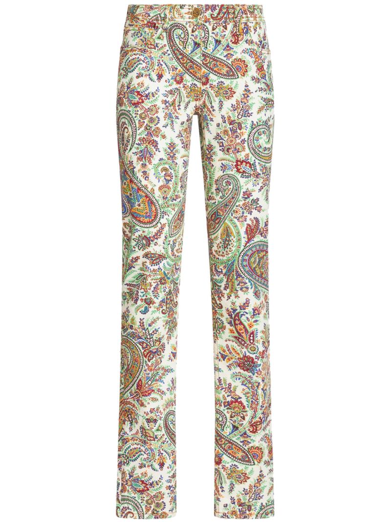 White Paisley-print Skinny Jeans