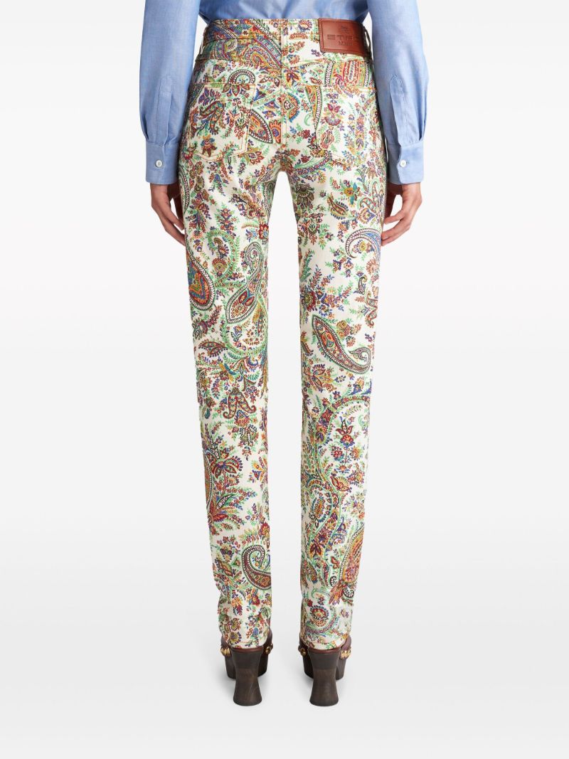 White Paisley-print Skinny Jeans