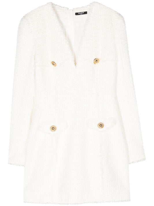 White Tweed Blazer Mini Dress