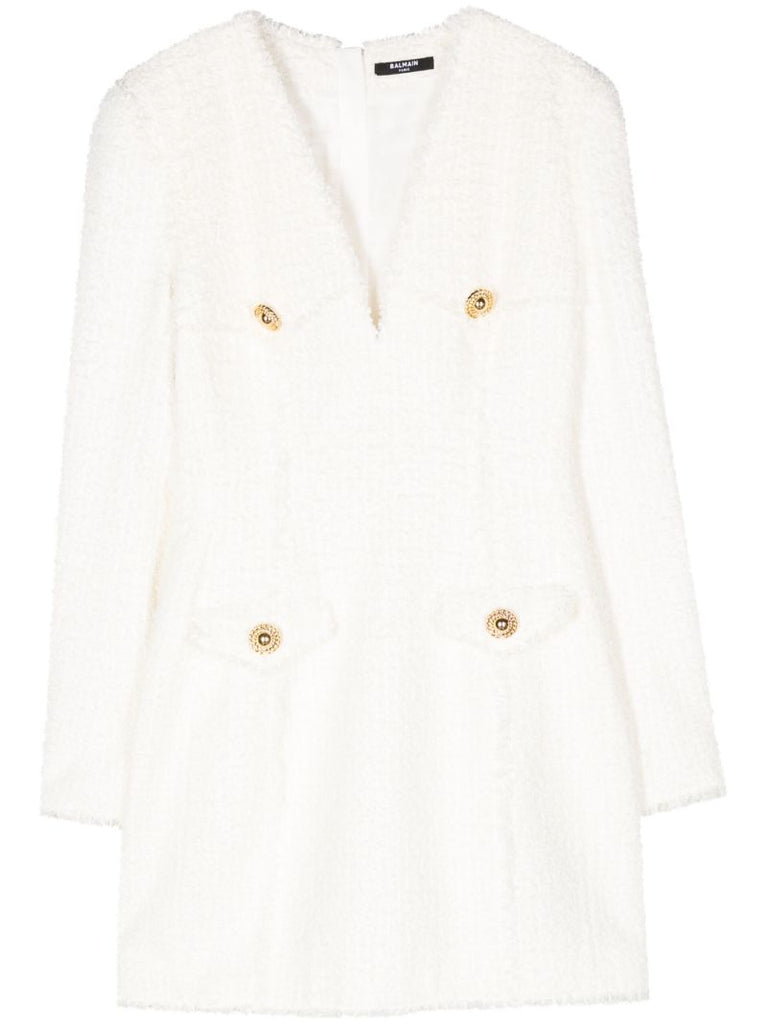 White Tweed Blazer Mini Dress