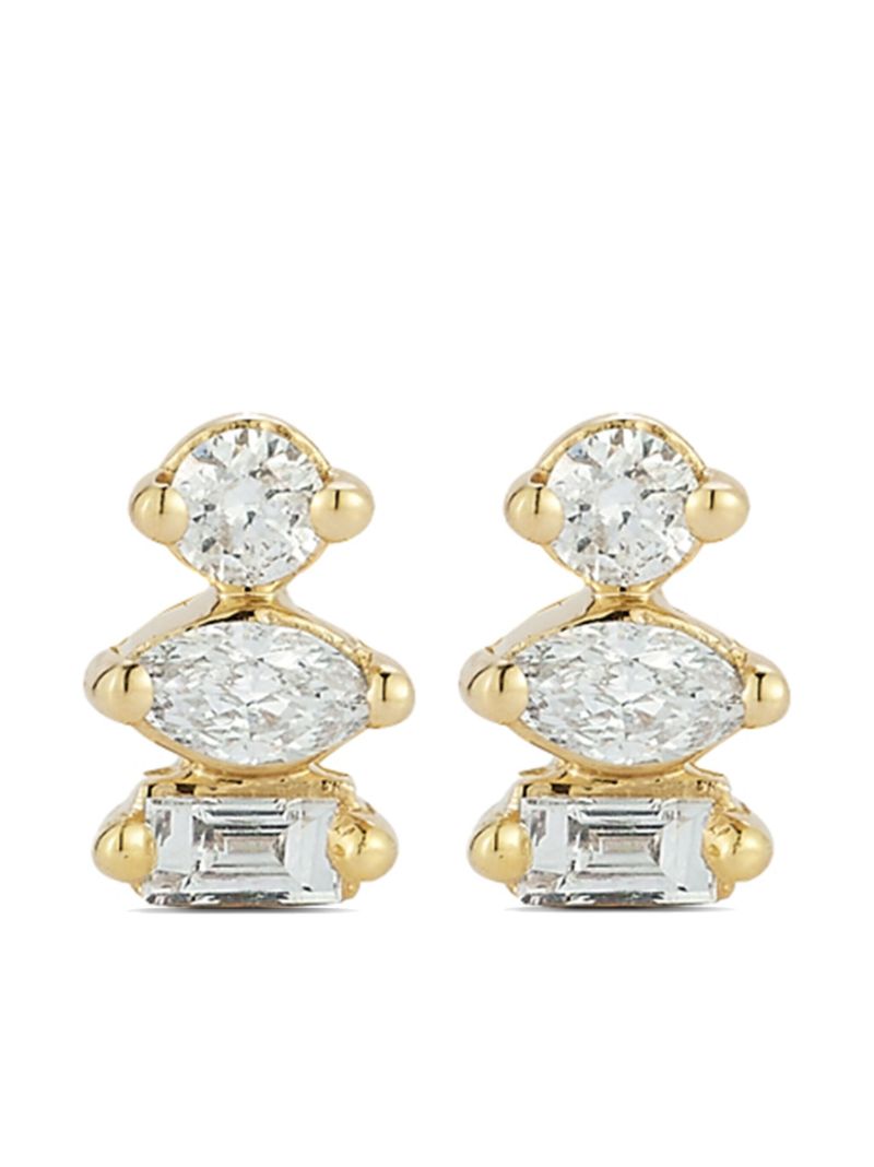 14k Yellow Gold Alexa Jordyn Diamond Stud Earrings
