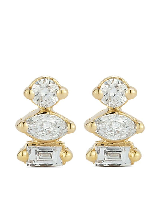 14k Yellow Gold Alexa Jordyn Diamond Stud Earrings