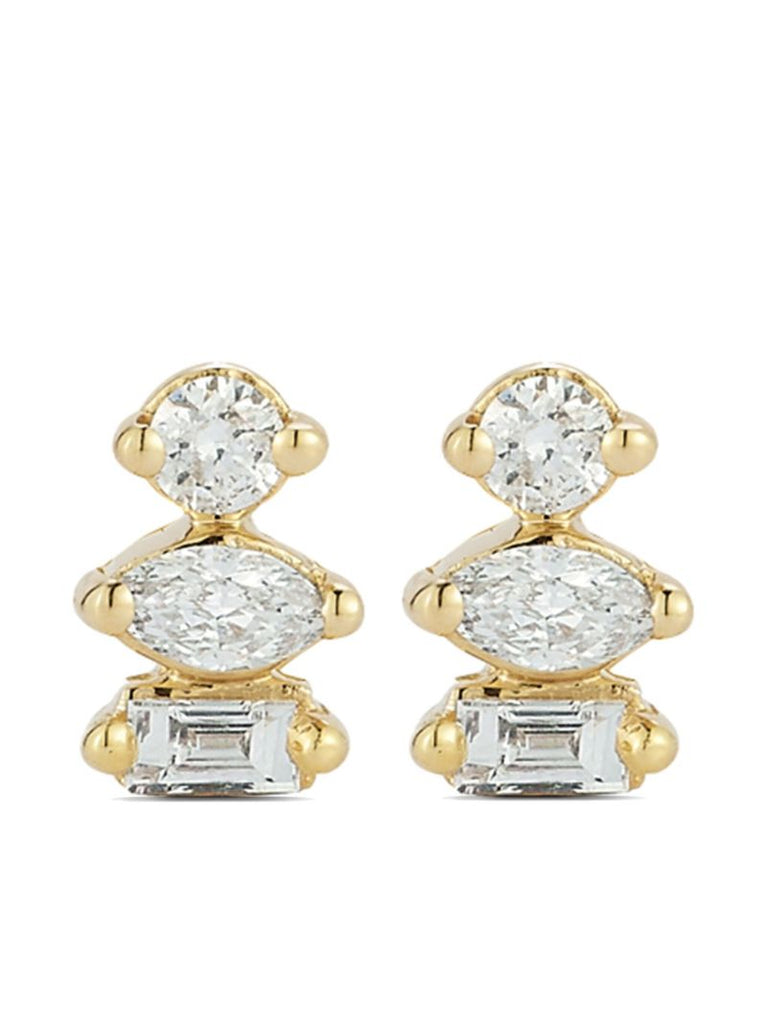 14k Yellow Gold Alexa Jordyn Diamond Stud Earrings
