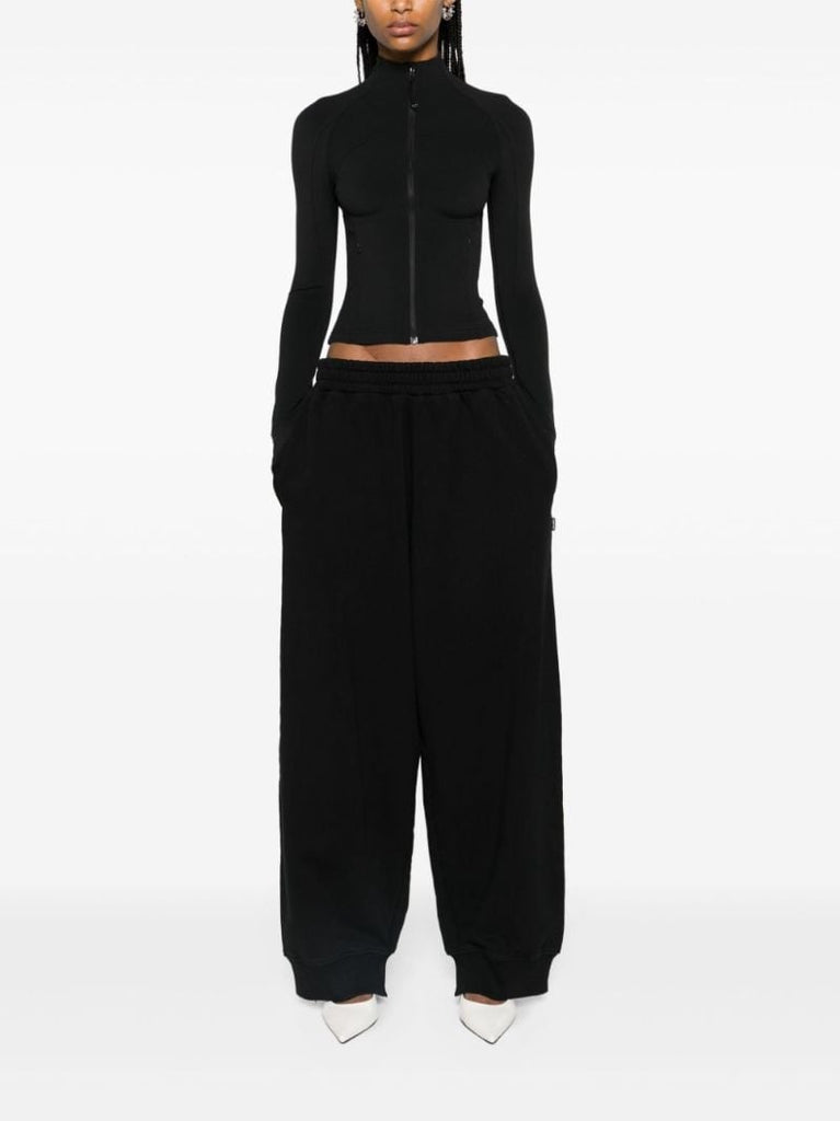 Black Wide-leg Cotton Track Pants