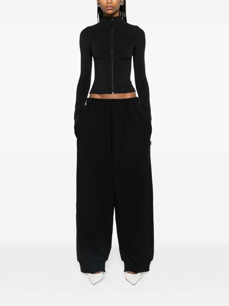 Black Wide-leg Cotton Track Pants