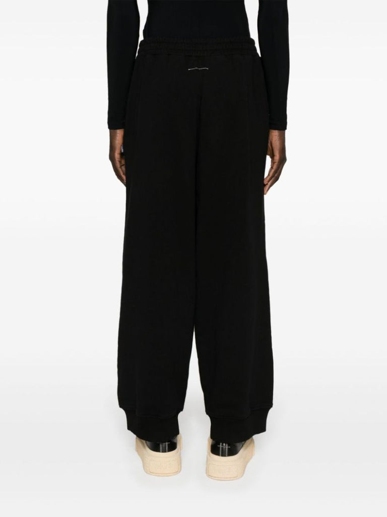 Black Wide-leg Cotton Track Pants