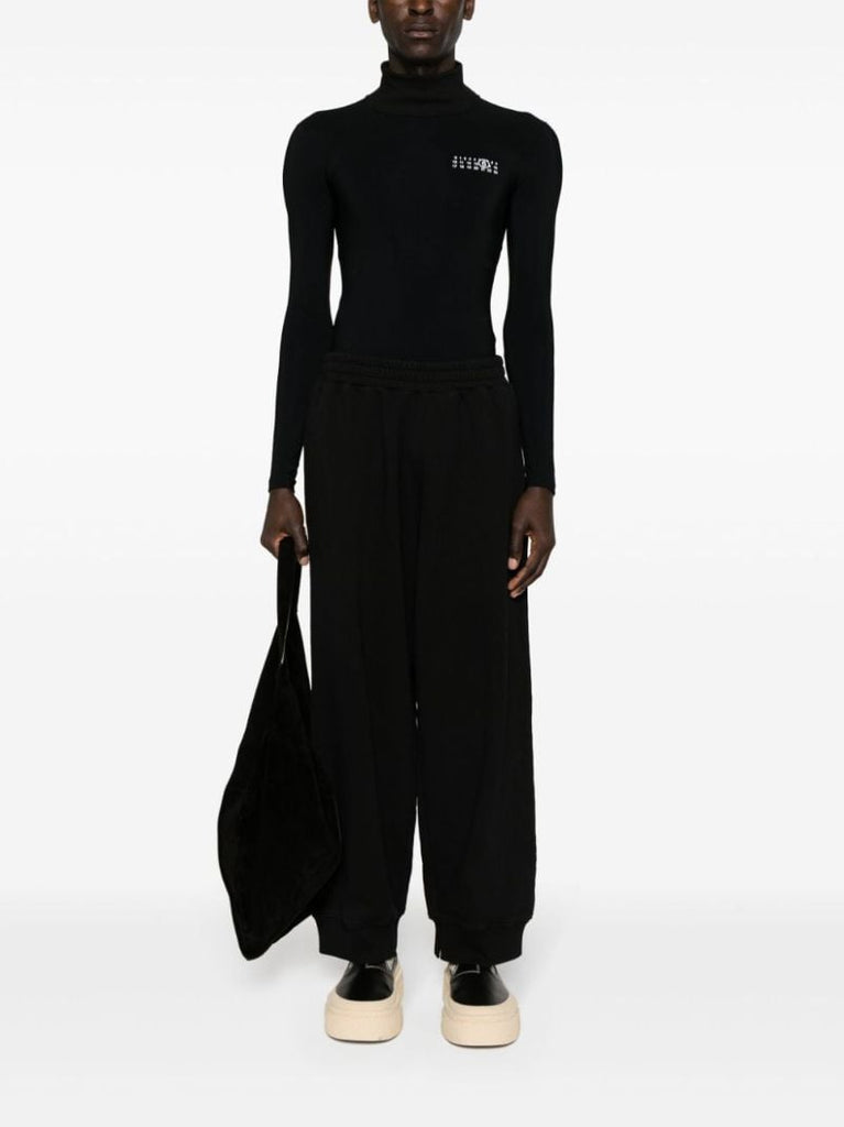 Black Wide-leg Cotton Track Pants
