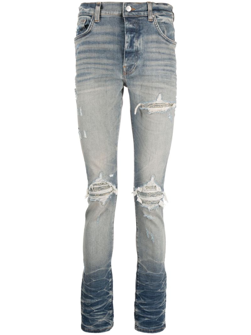 Blue Distressed Slim-cut Jeans