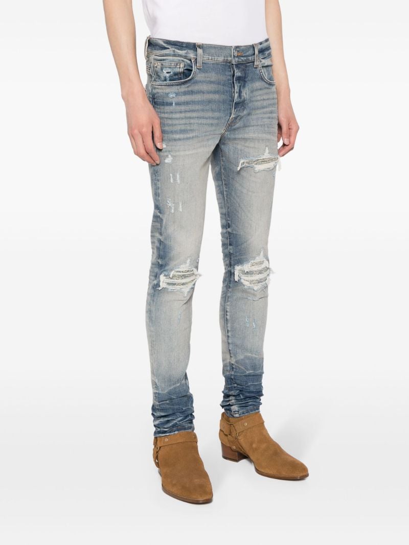Blue Distressed Slim-cut Jeans