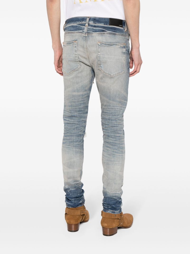 Blue Distressed Slim-cut Jeans