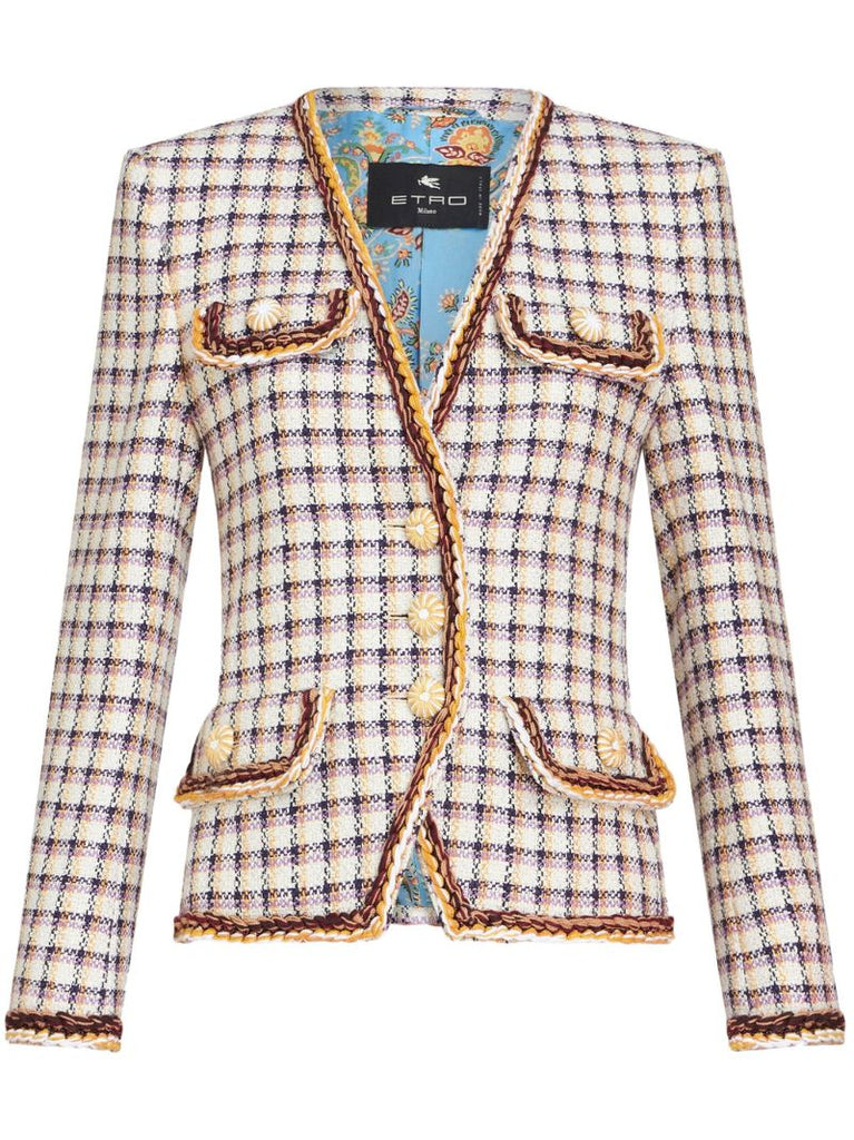 Multicolour Checked Tweed Blazer