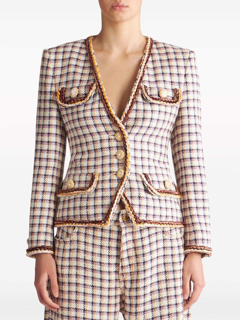 Multicolour Checked Tweed Blazer