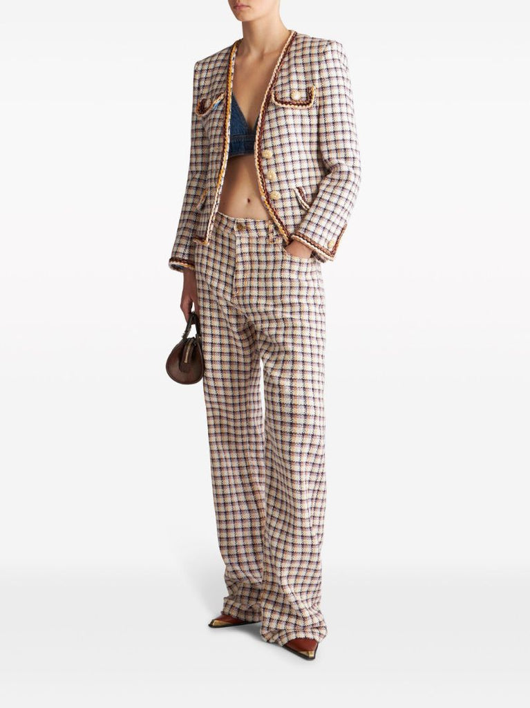 Multicolour Checked Tweed Blazer