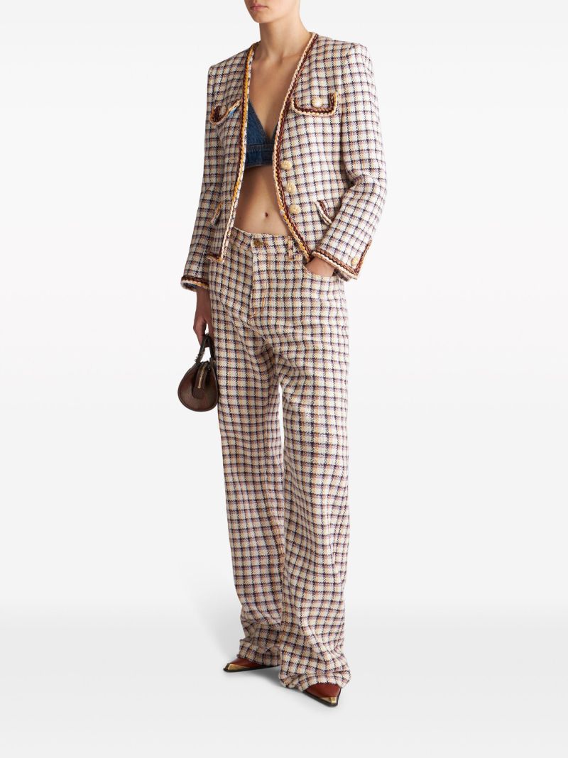 Multicolour Checked Tweed Blazer