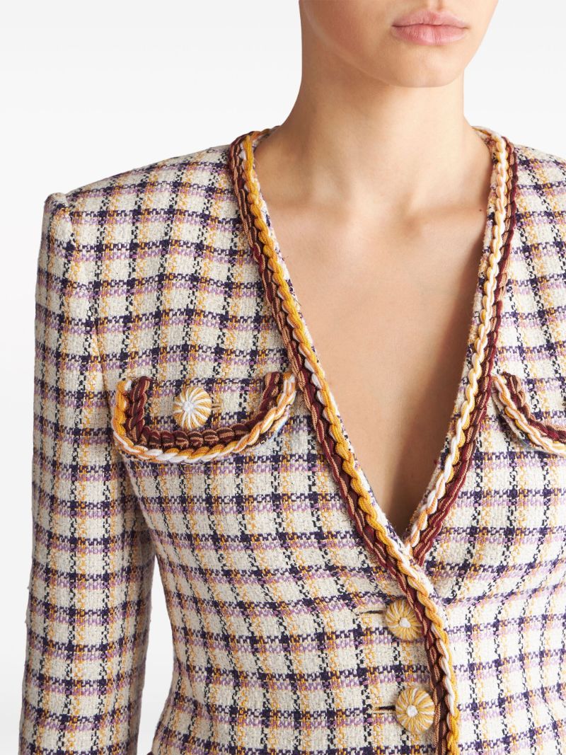 Multicolour Checked Tweed Blazer