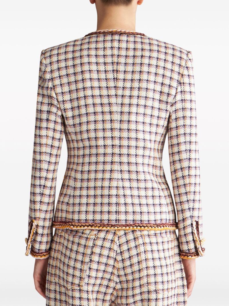 Multicolour Checked Tweed Blazer