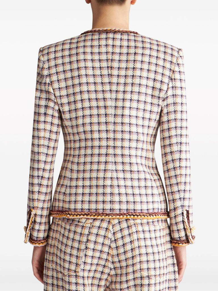 Multicolour Checked Tweed Blazer