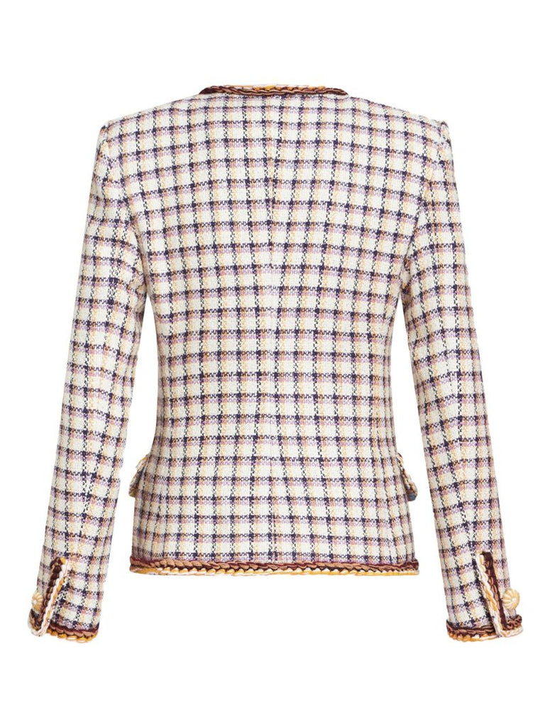 Multicolour Checked Tweed Blazer
