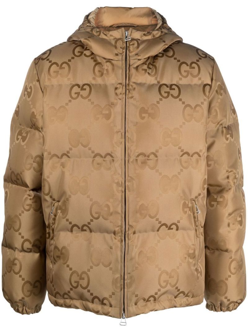 Green Jumbo Gg Canvas Puffer Jacket