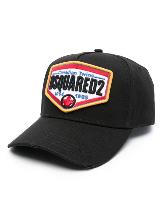 Black Logo Applique Cotton Cap