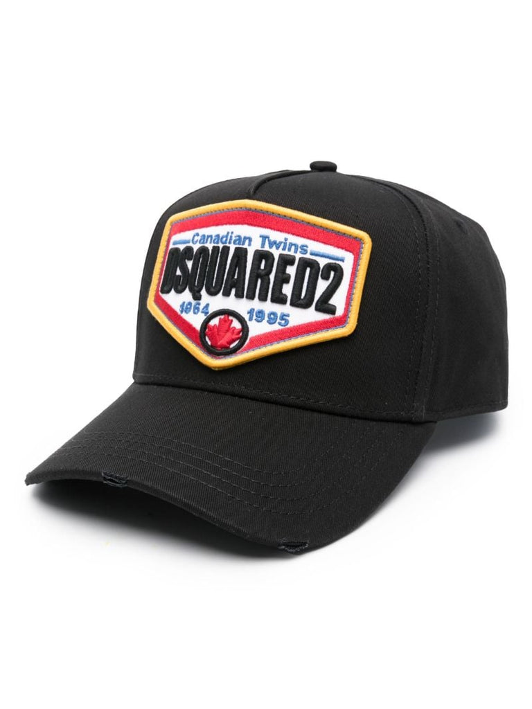 Black Logo Applique Cotton Cap