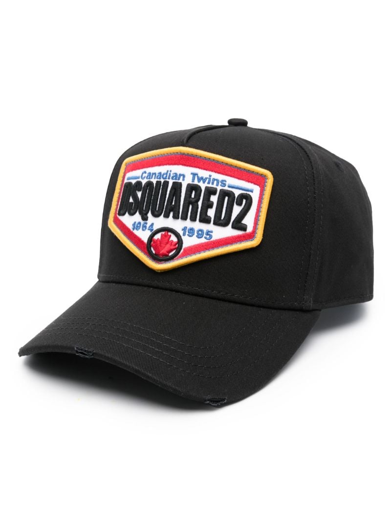 Black Logo Applique Cotton Cap