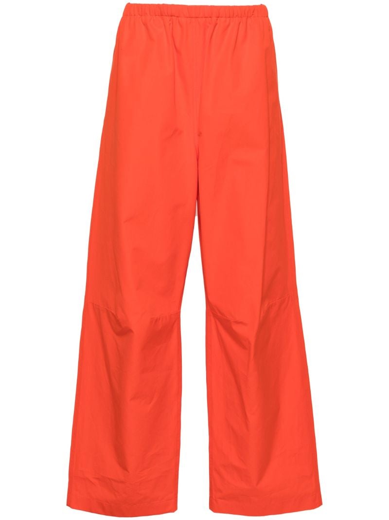 Red Cotton Wide-leg Trousers