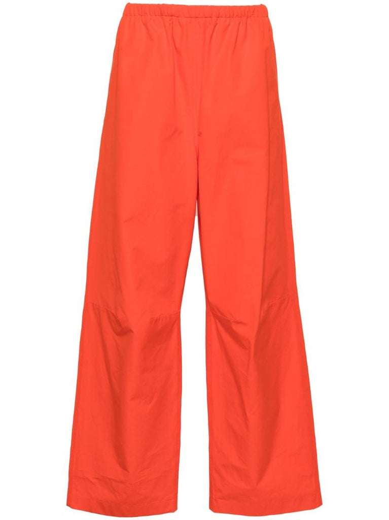 Red Cotton Wide-leg Trousers