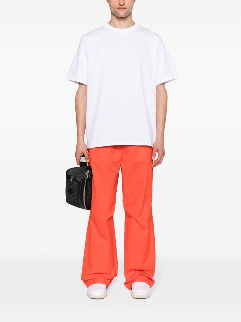 Red Cotton Wide-leg Trousers